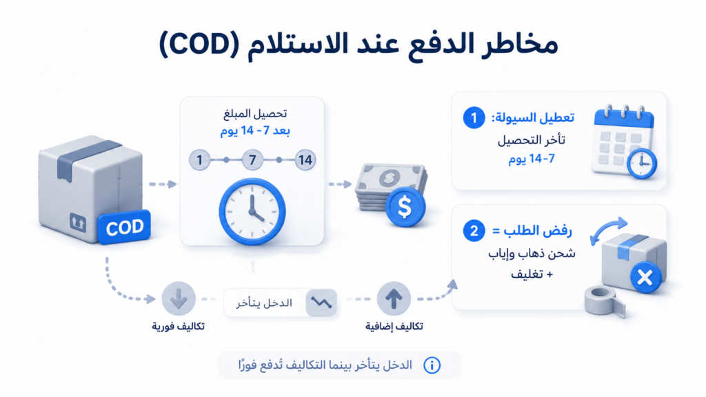 تأثير الدفع عند الاستلام و مخاطره علي آداء المتاجر الالكترونية في السعودية