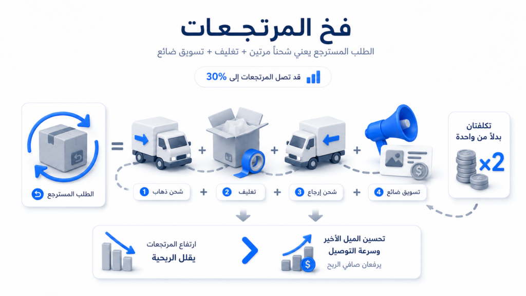 تأثير المرتجعات علي آداء المتاجر الالكترونية في السعودية